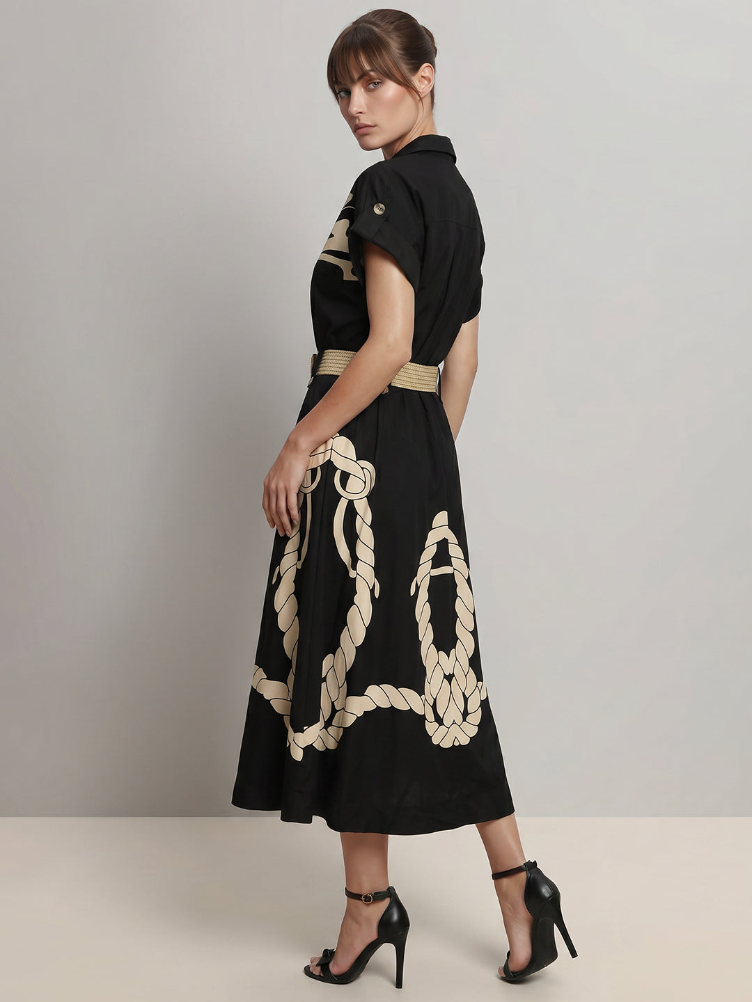 Black Printed Shirt Dress