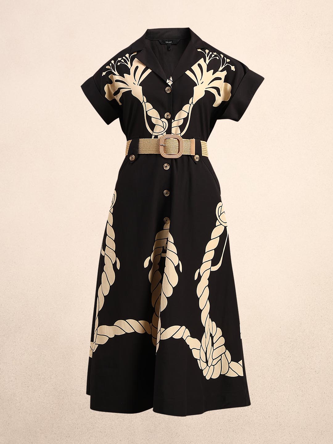 Black Printed Shirt Dress