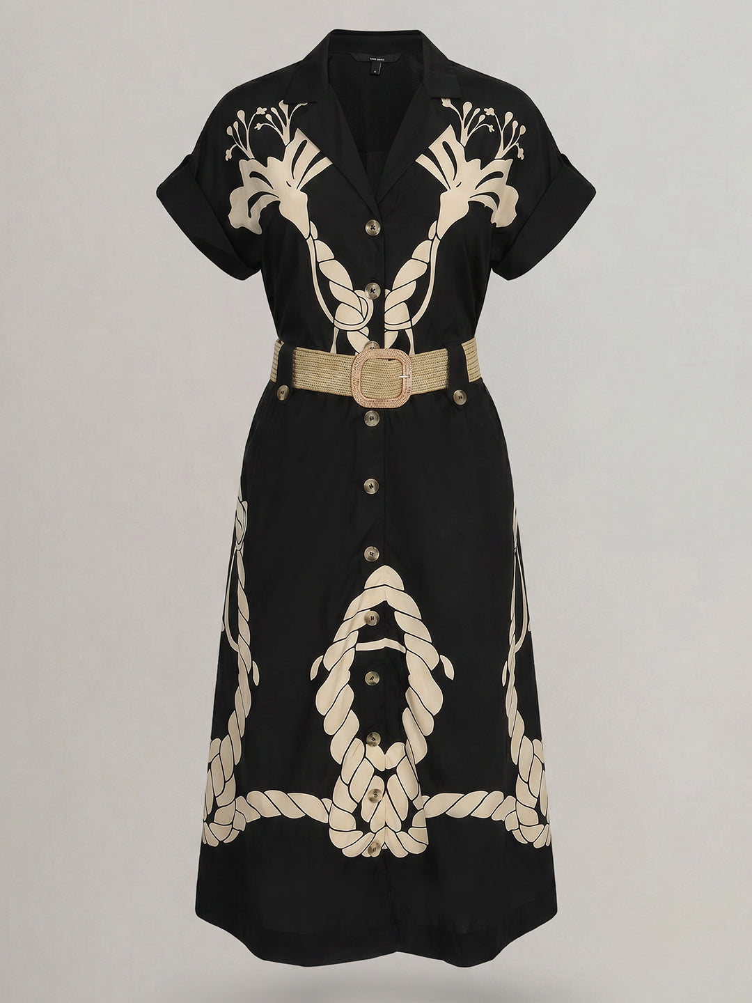 Black Printed Shirt Dress