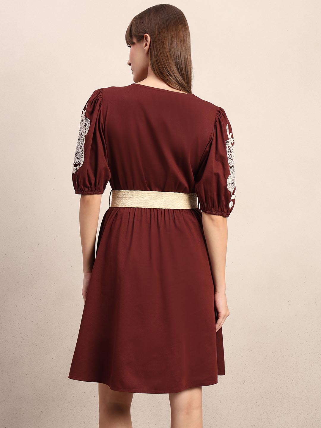 Chocolate Brown Embroidered Dress