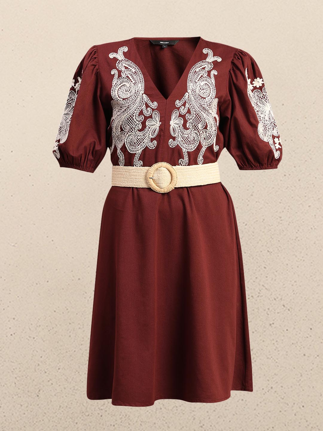 Chocolate Brown Embroidered Dress
