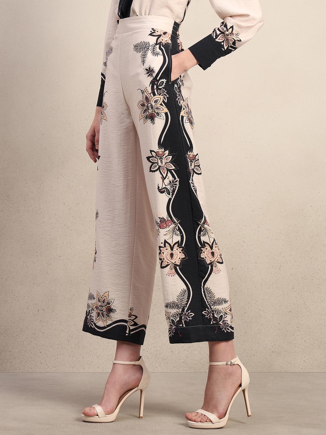 Ecru Printed Pants