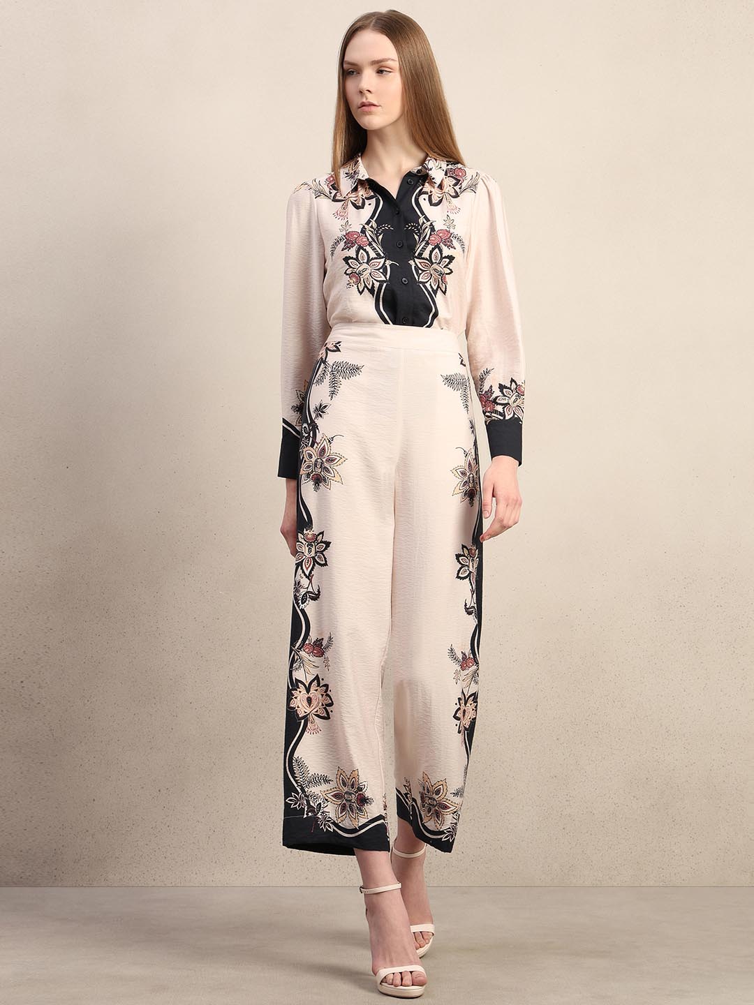 Ecru Printed Pants