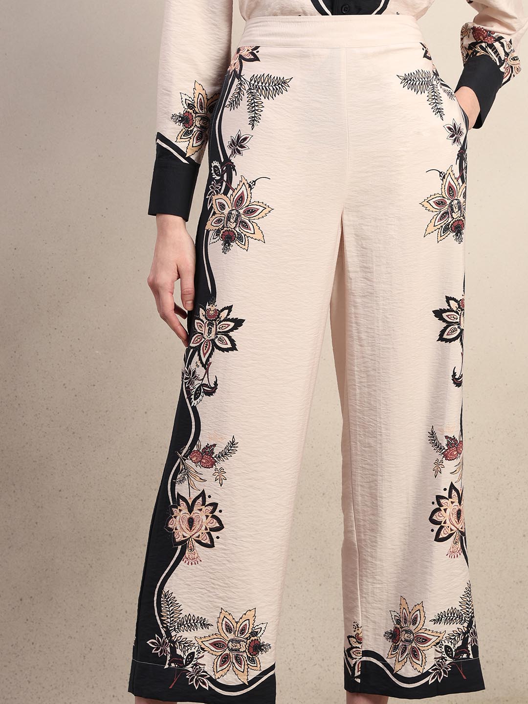 Ecru Printed Pants