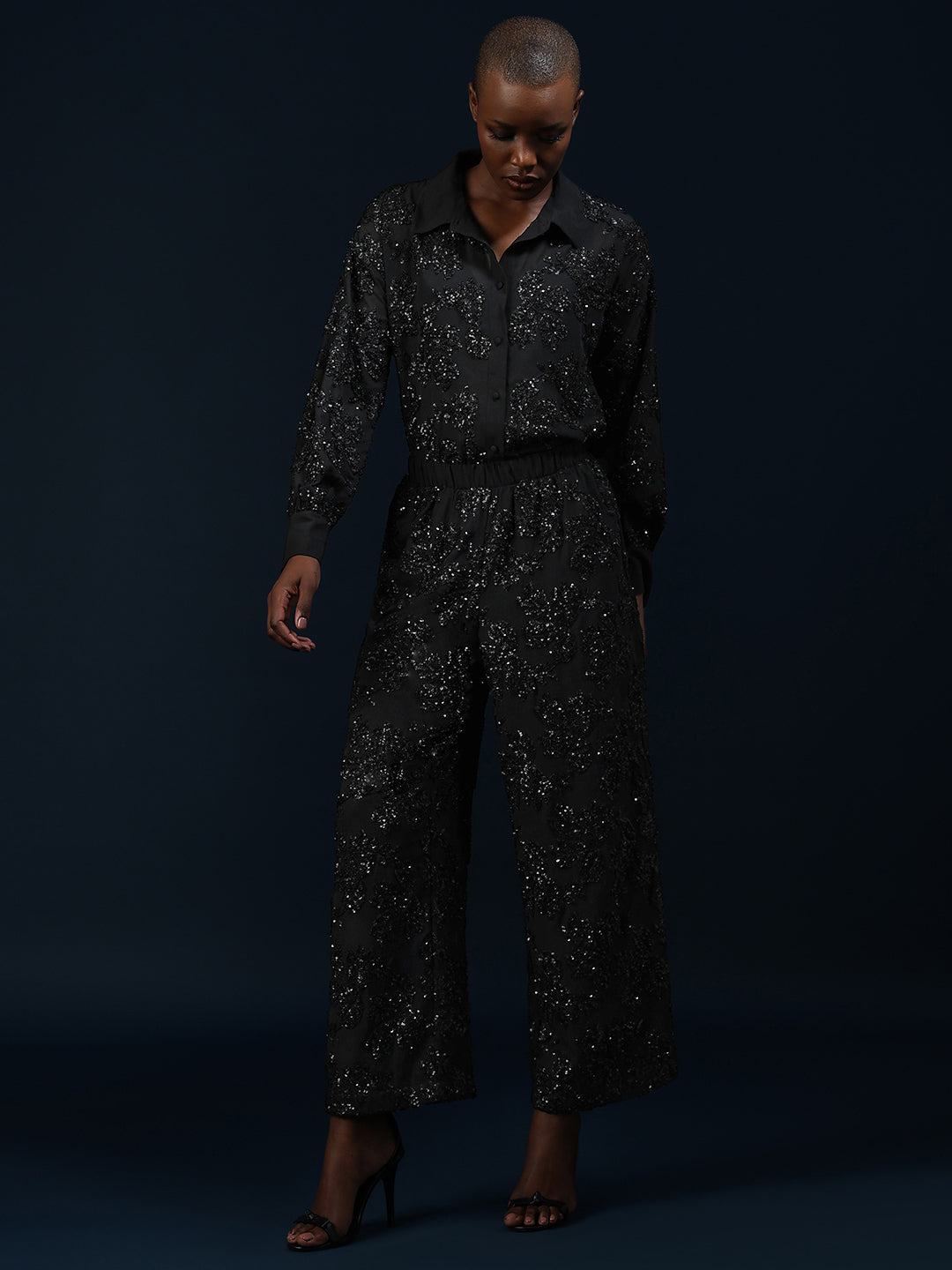 Marquee Embellished Wide Leg Pants