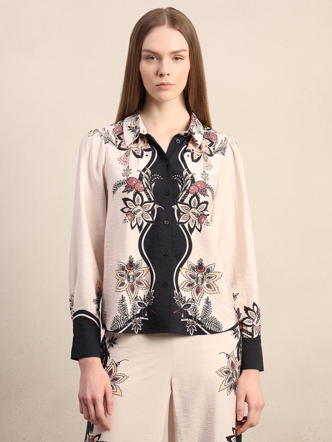 Ecru Floral Print Shirt