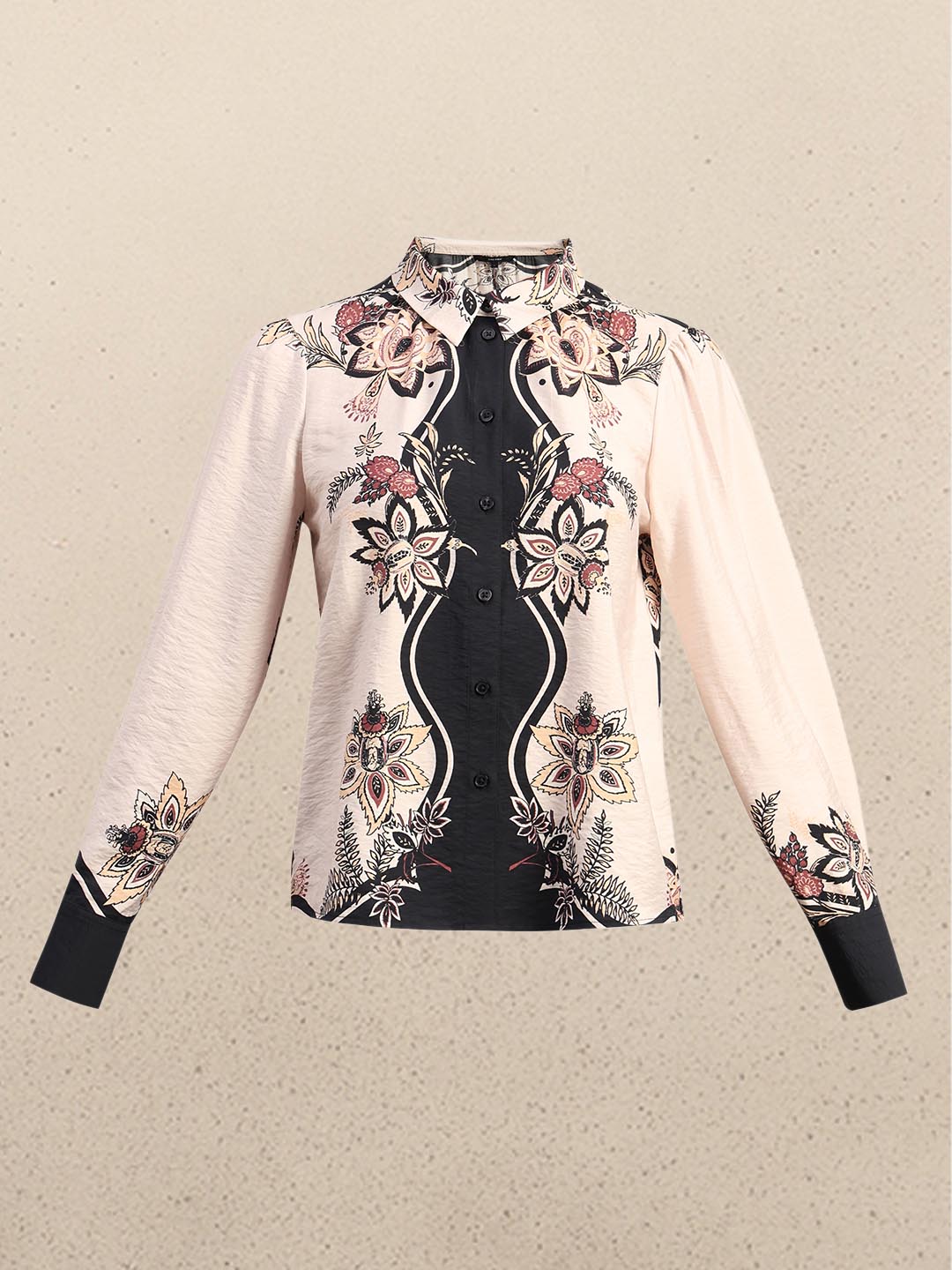 Ecru Floral Print Shirt