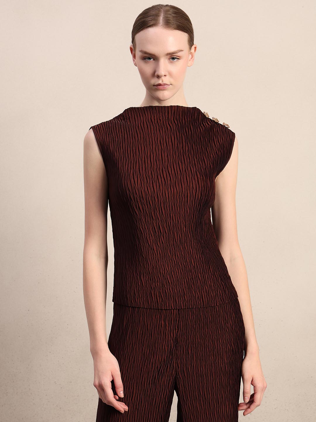 Chocolate Brown Textured Top