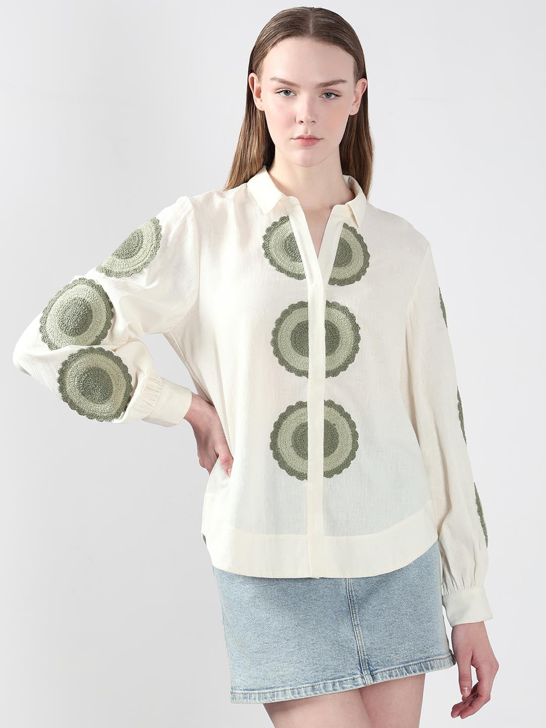 White Embroidered Shirt