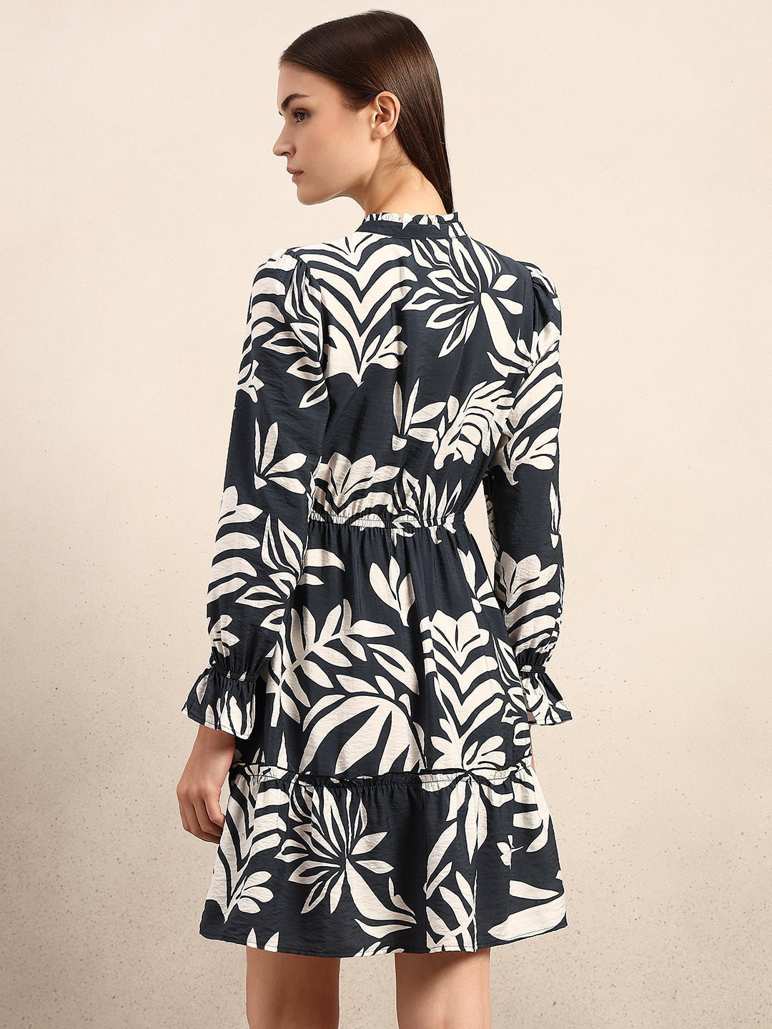 Leaf Print Mini Dress