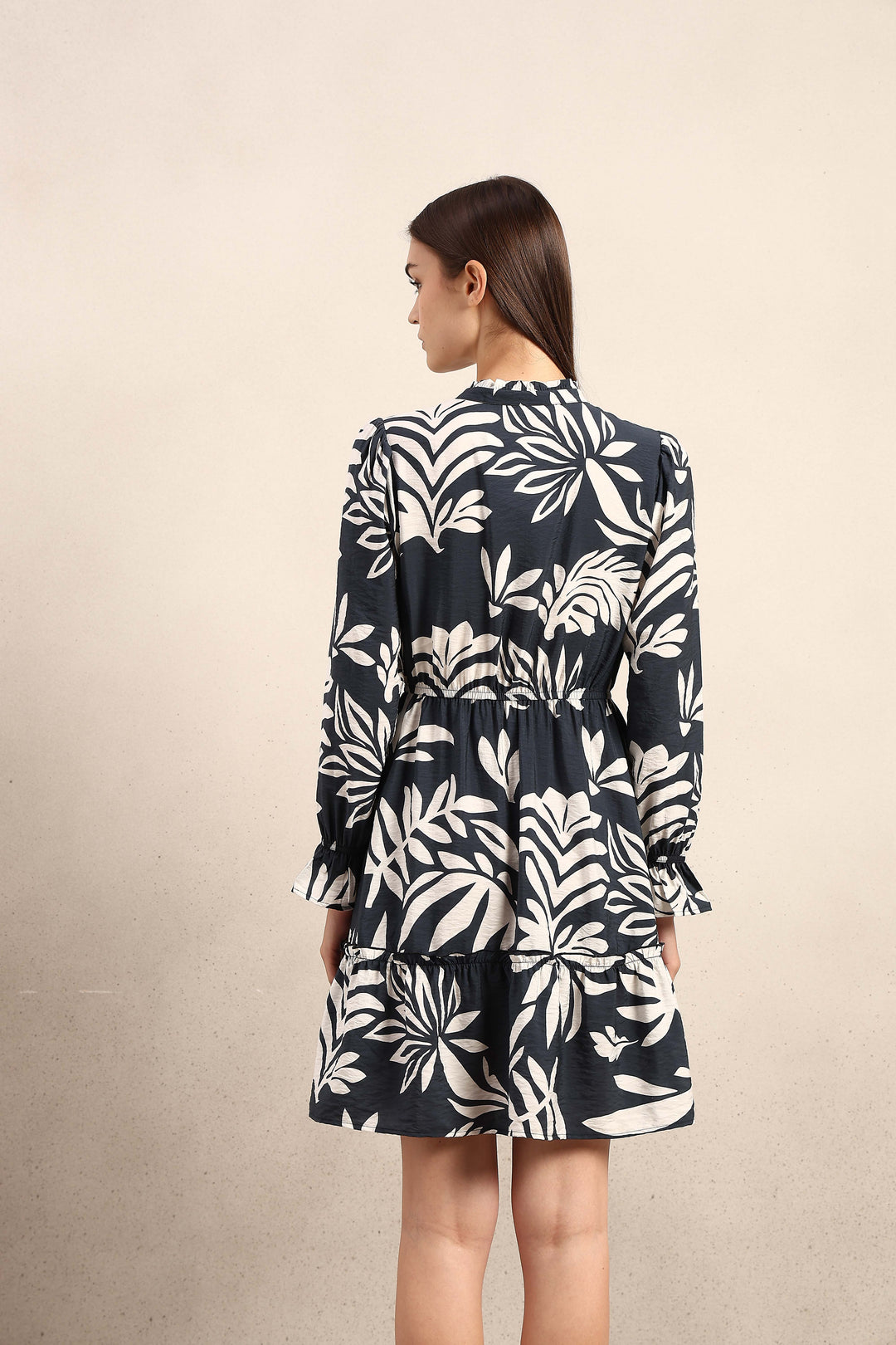 Leaf Print Mini Dress