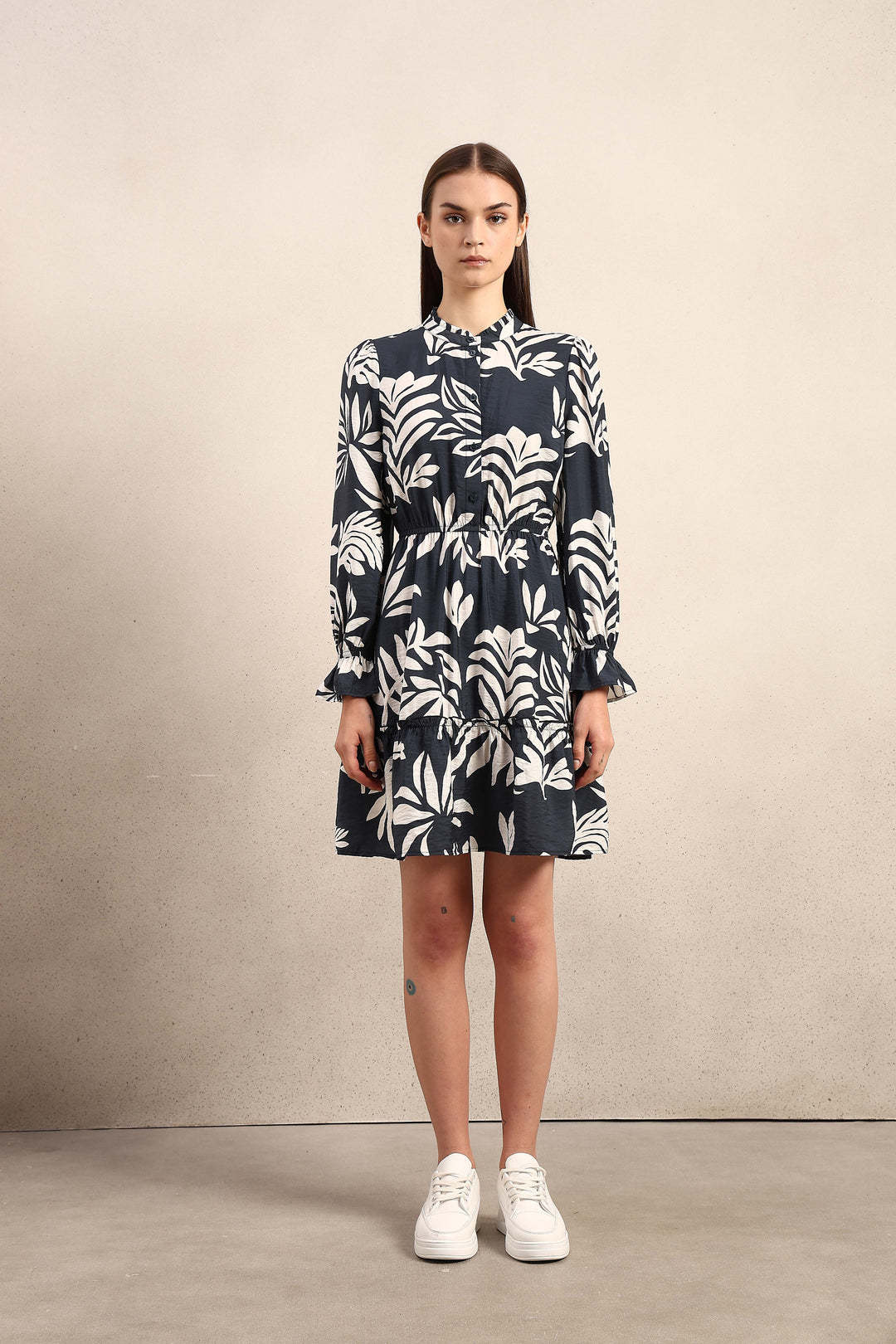 Leaf Print Mini Dress