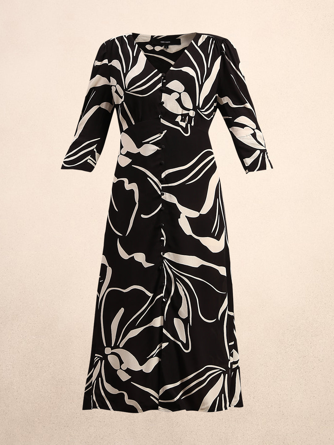 Printed V-Neck Midi Dress