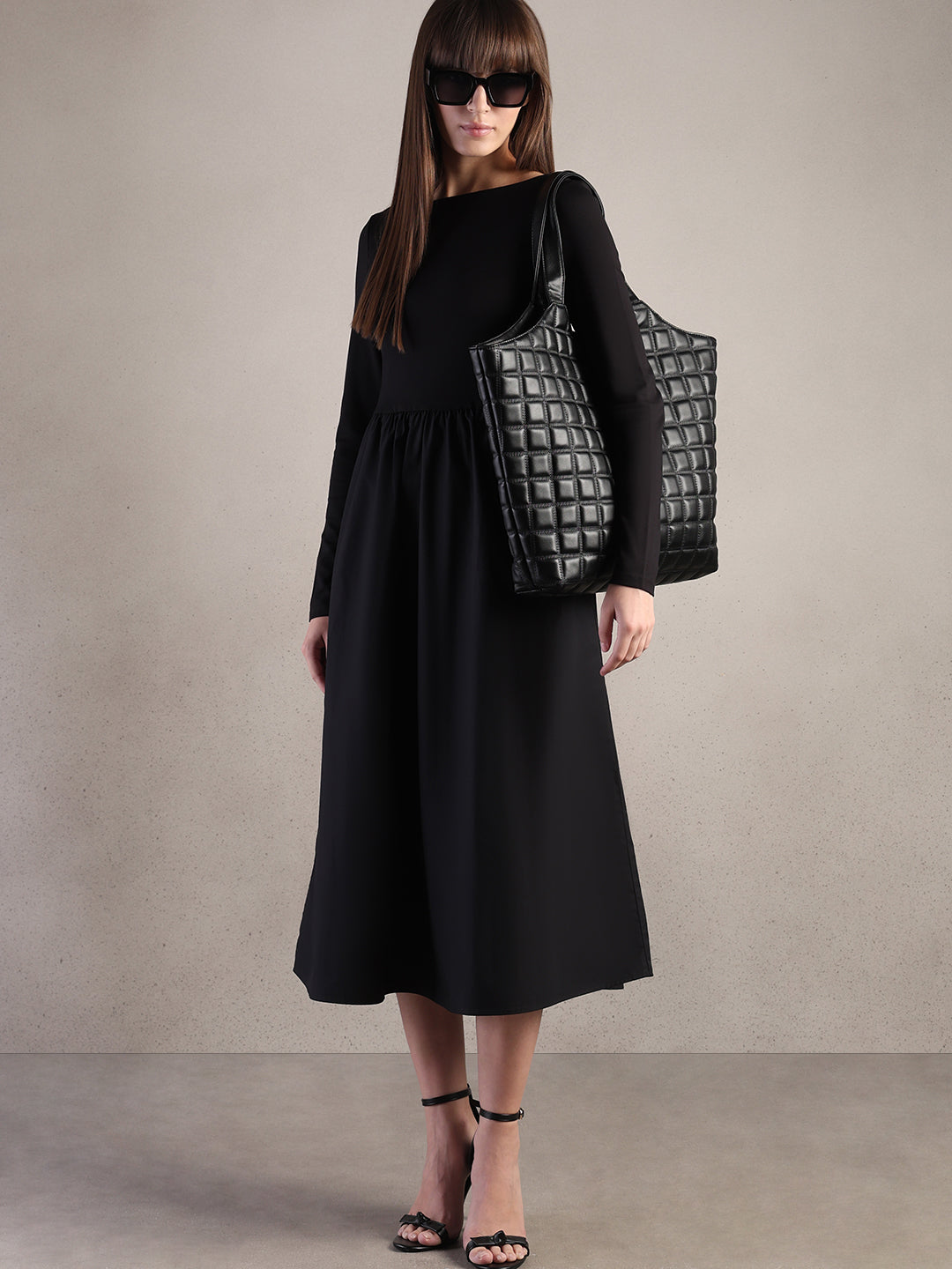 Black Boat Neck Dress