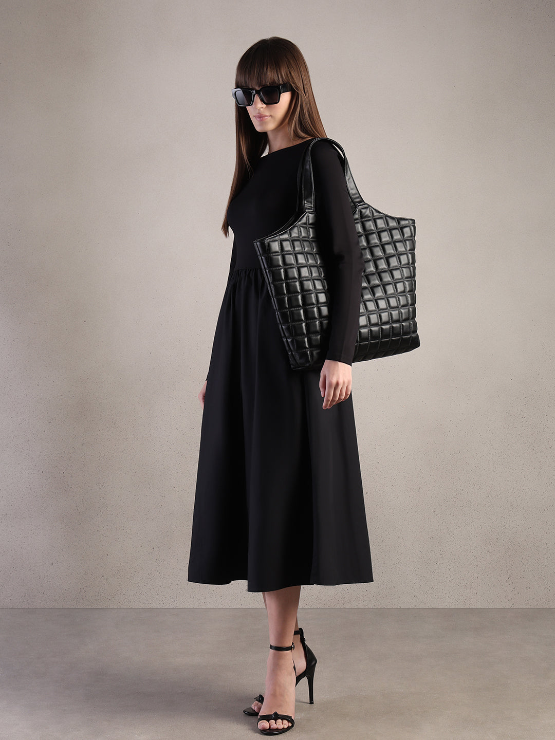 Black Boat Neck Dress