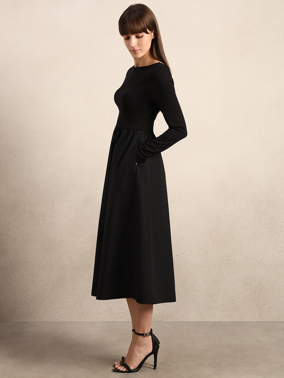 Black Boat Neck Dress