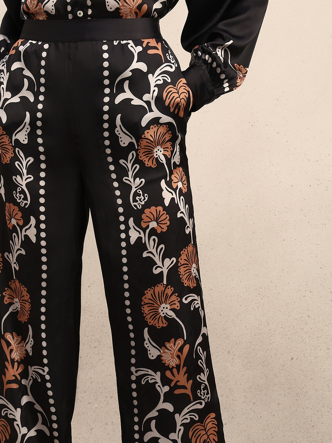 Embroidered Wide Leg Pants