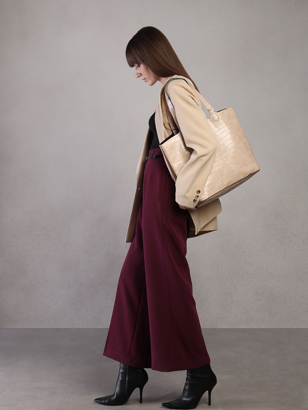 Wide Leg Maroon Pants