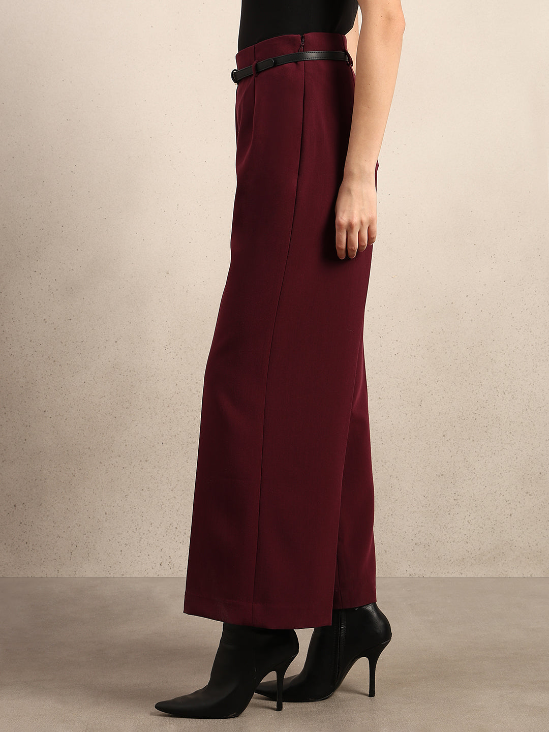 Wide Leg Maroon Pants
