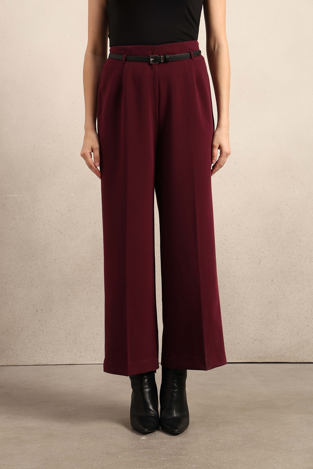 Wide Leg Maroon Pants