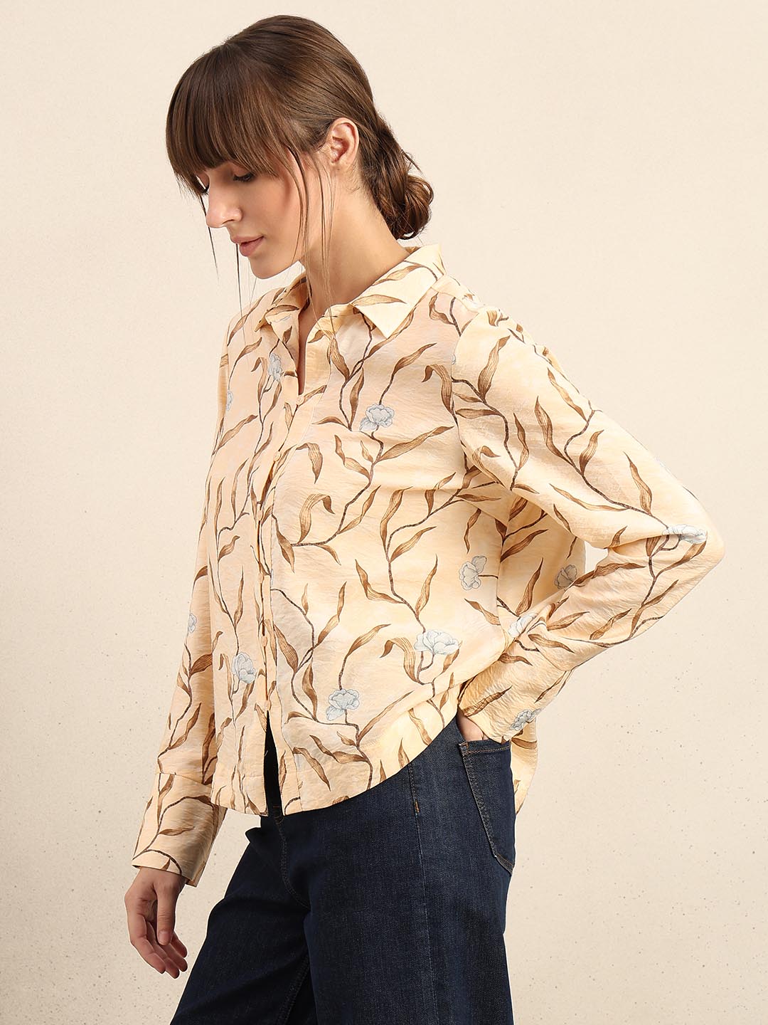 Beige Printed Shirt