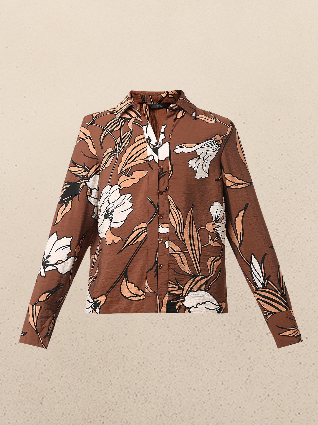 Brown Floral Printed Shirt