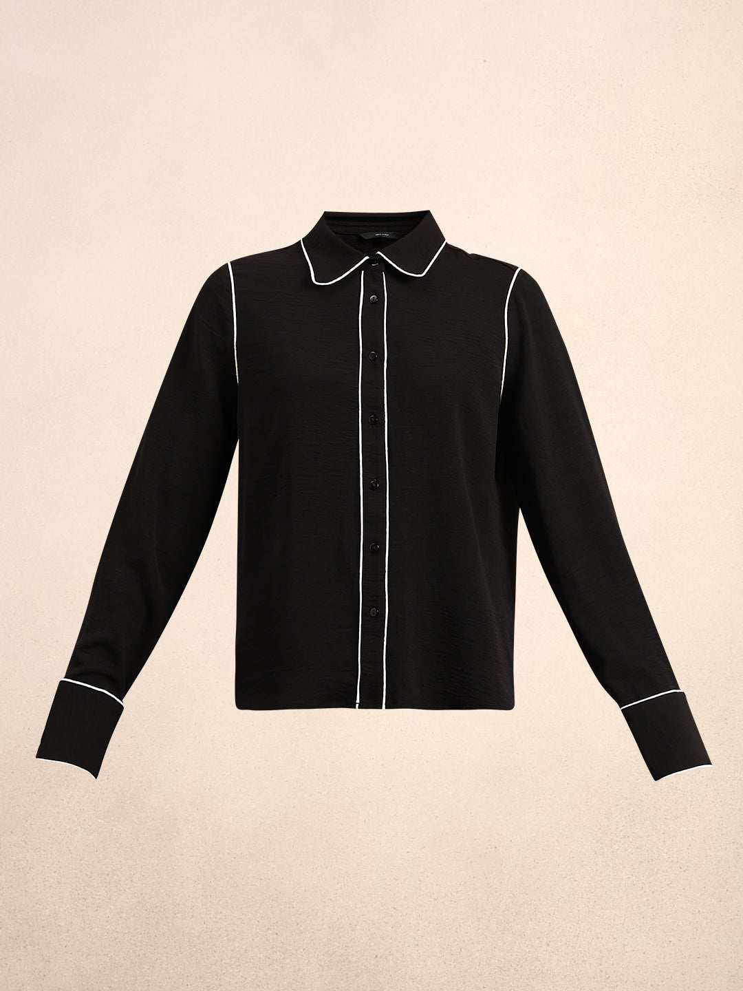 Black Contrast Pipping Shirt