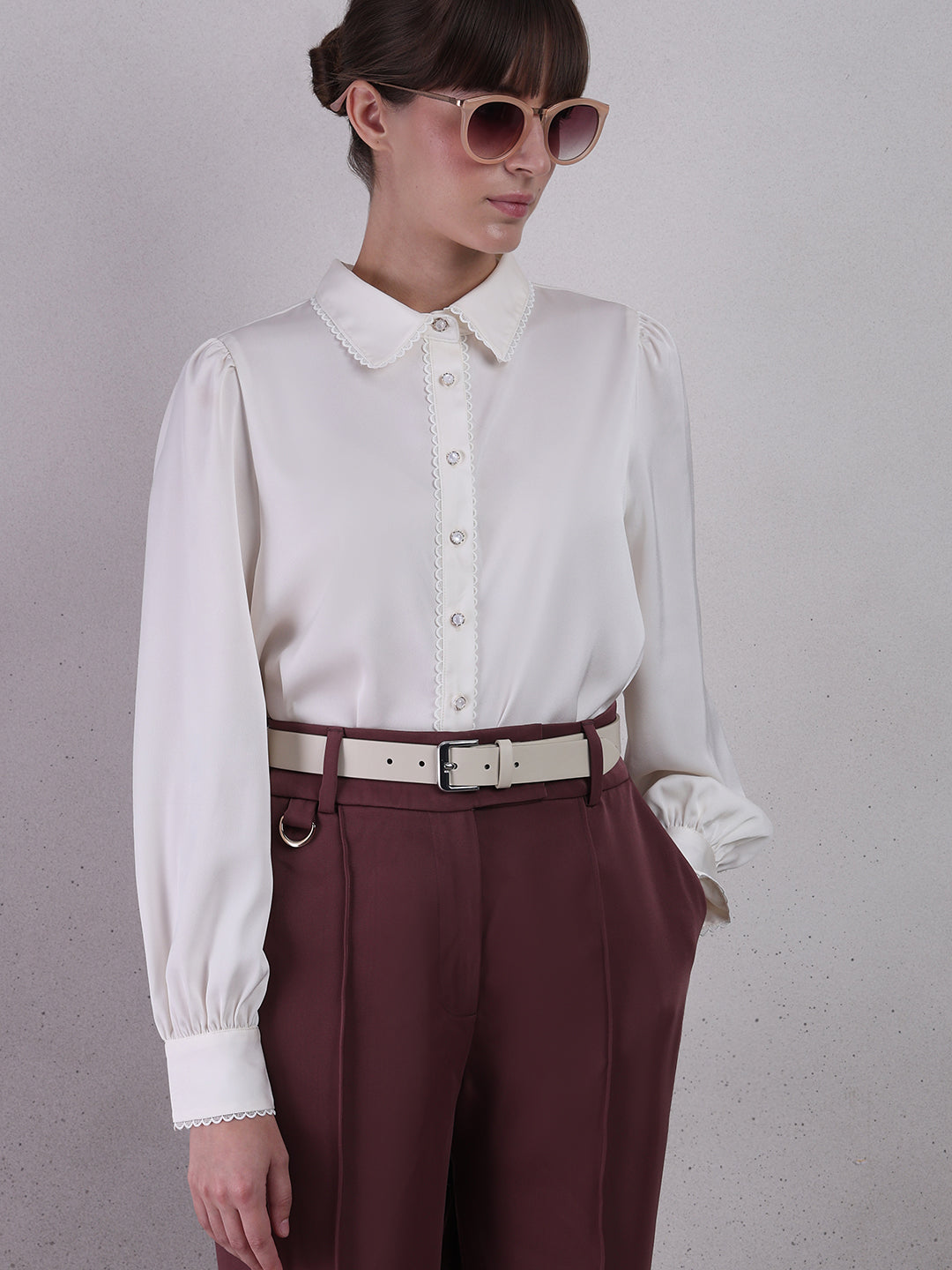 Ivory Cuff Sleeves Shirt
