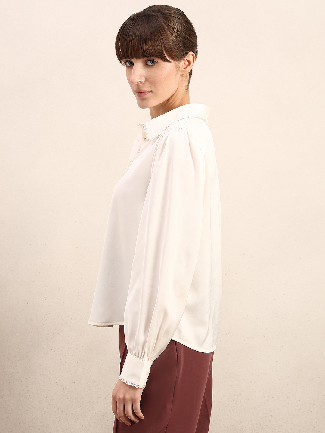 Ivory Cuff Sleeves Shirt