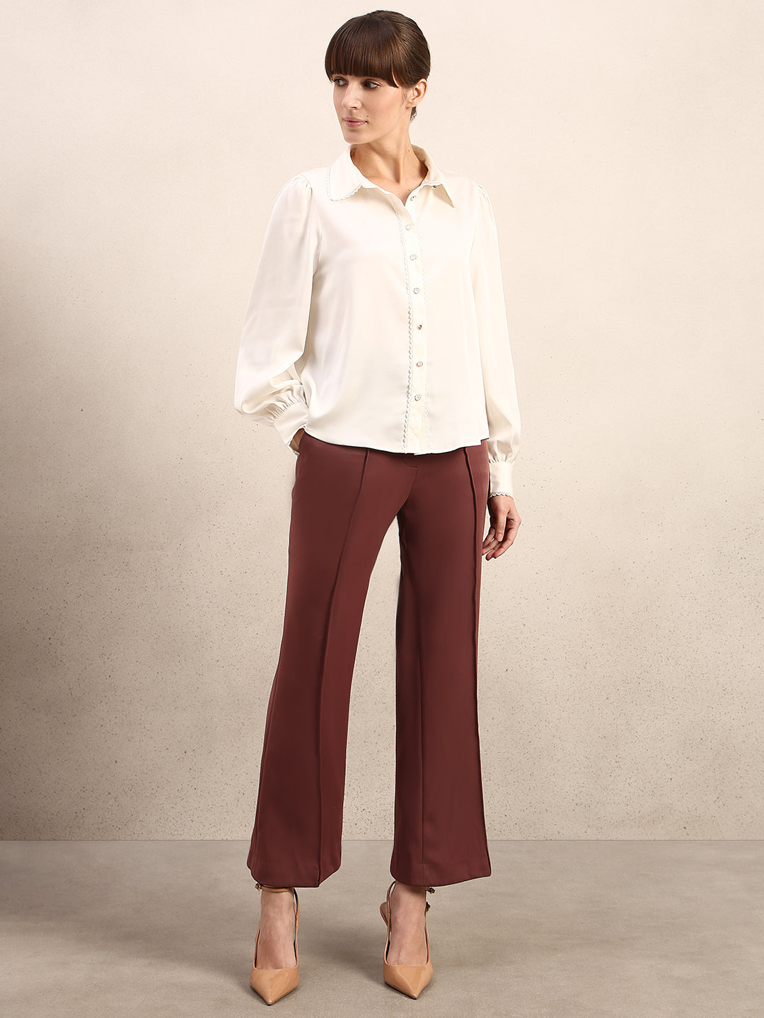 Ivory Cuff Sleeves Shirt