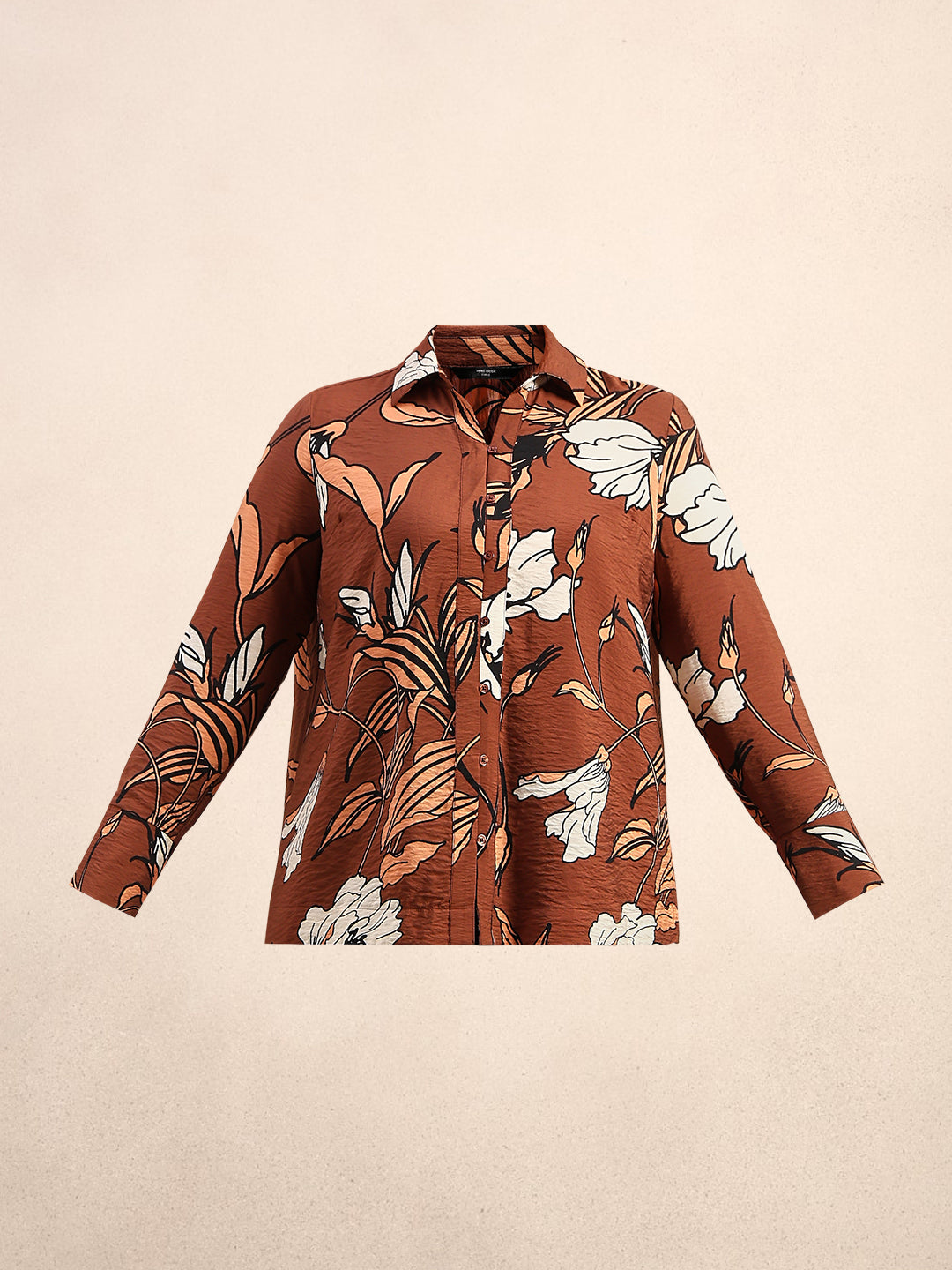 CURVE Dark Brown Floral Shirt