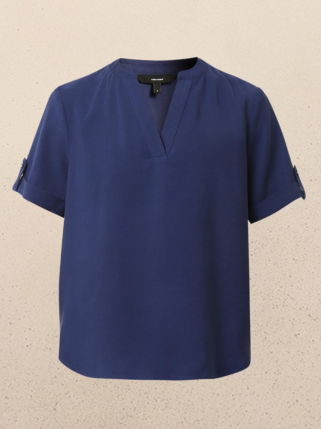 Navy Blue V-Neck Top