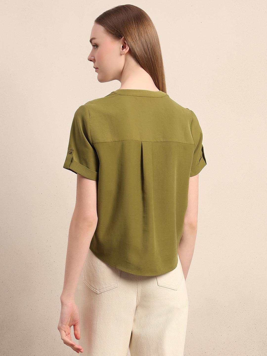 Dark Green V-Neck Top