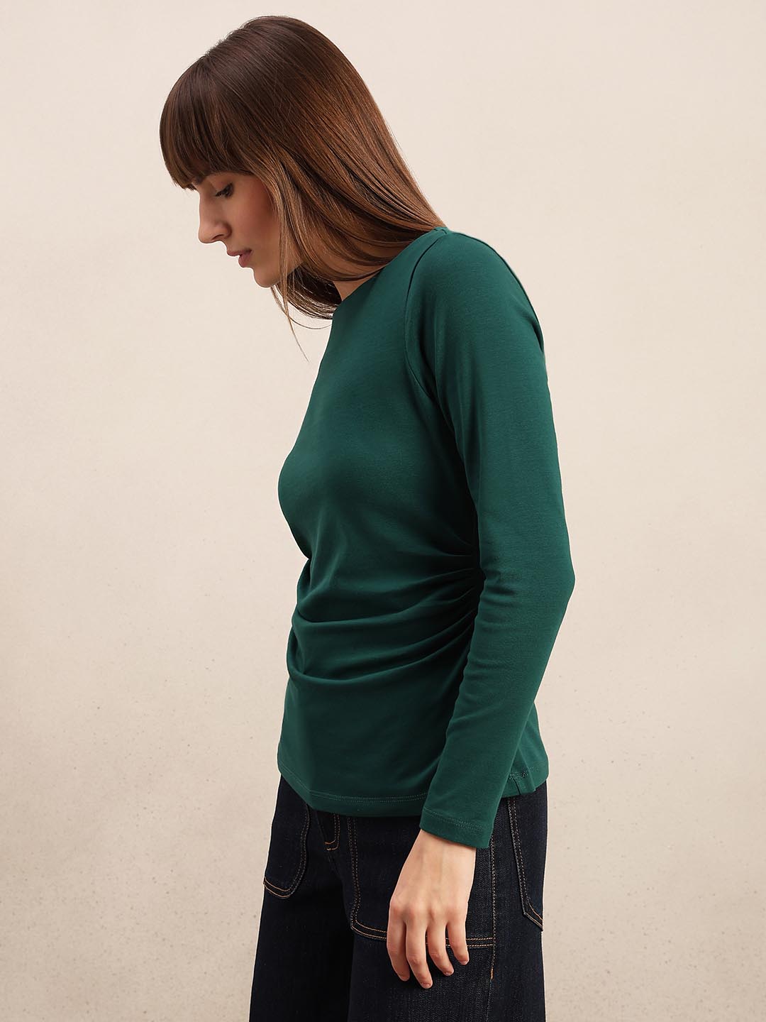 Dark Olive Boat Neck Top