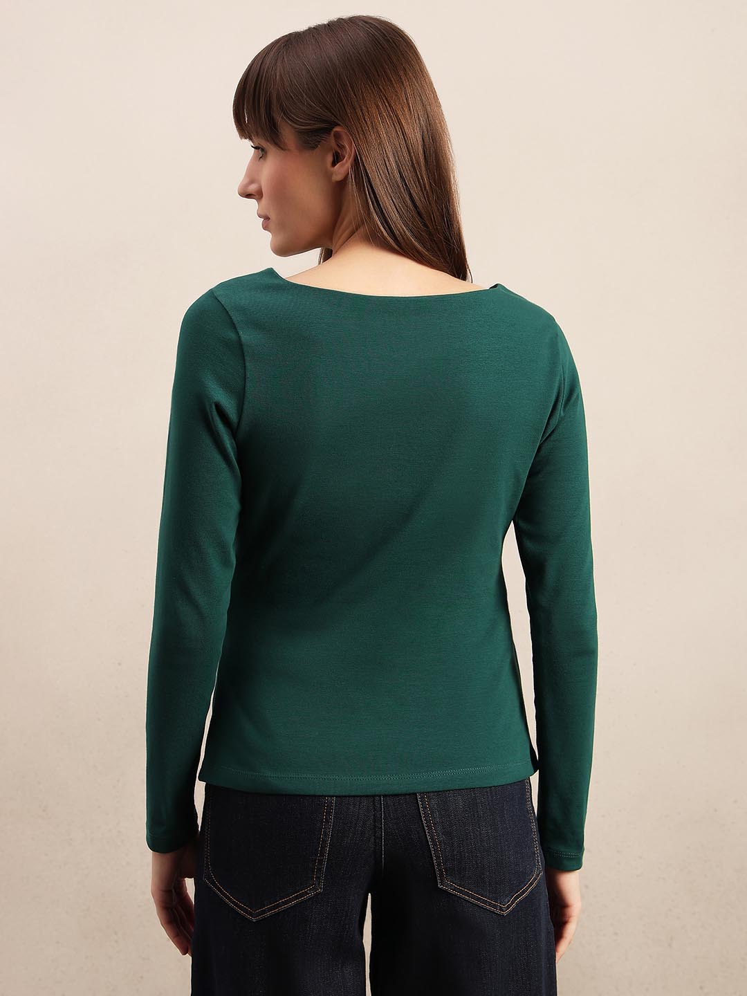 Dark Olive Boat Neck Top