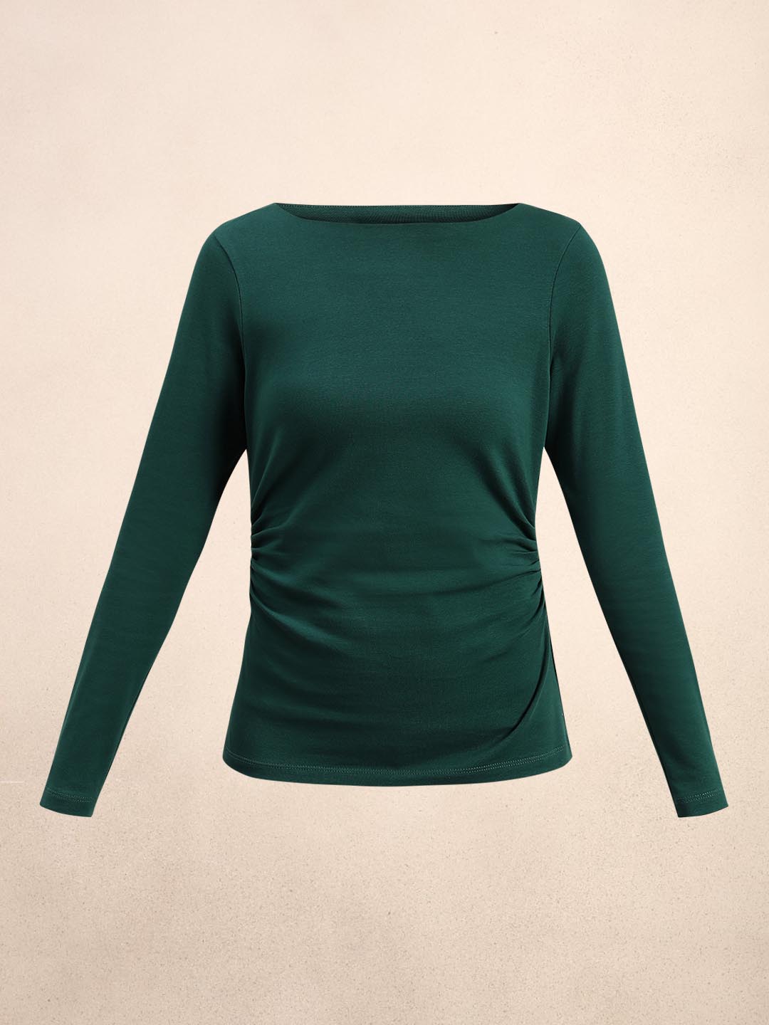 Dark Olive Boat Neck Top
