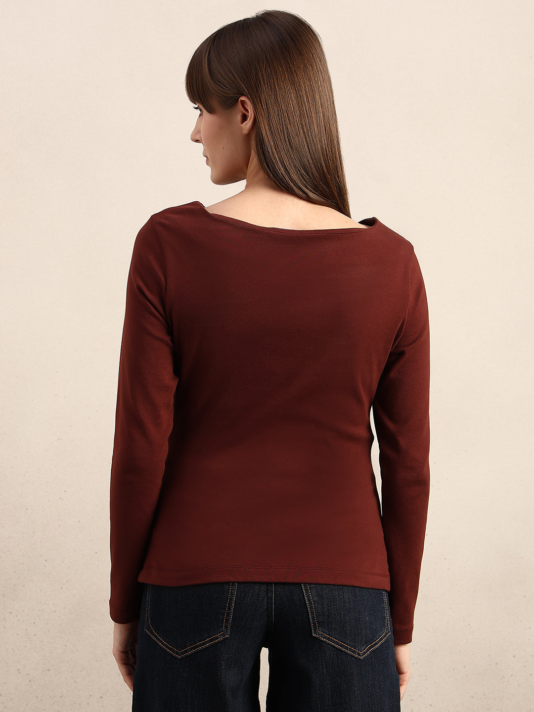 Ruched Boat Neck Top