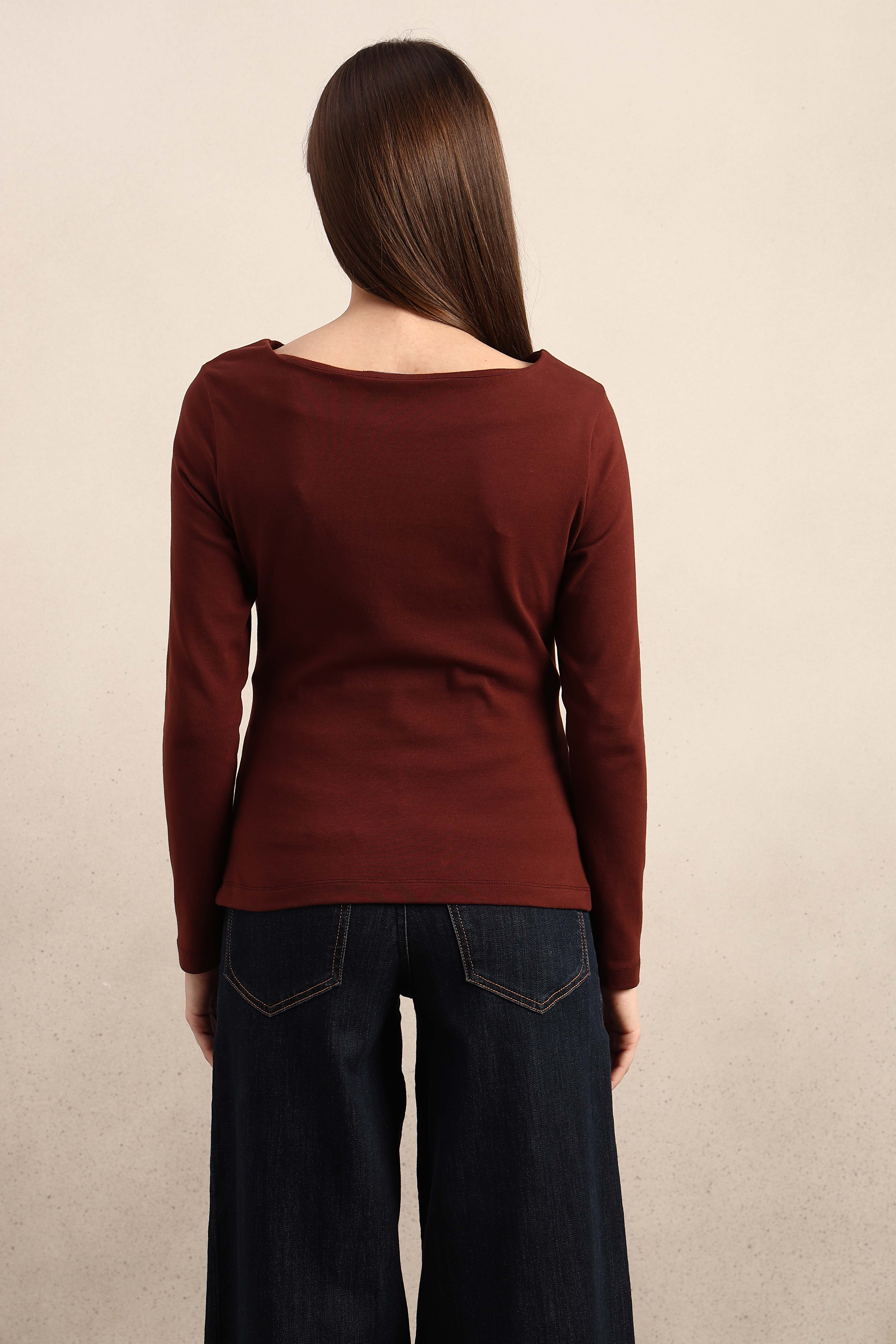 Ruched Boat Neck Top