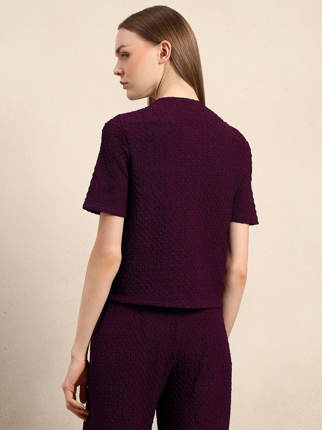 Golden Button Textured Knit Top