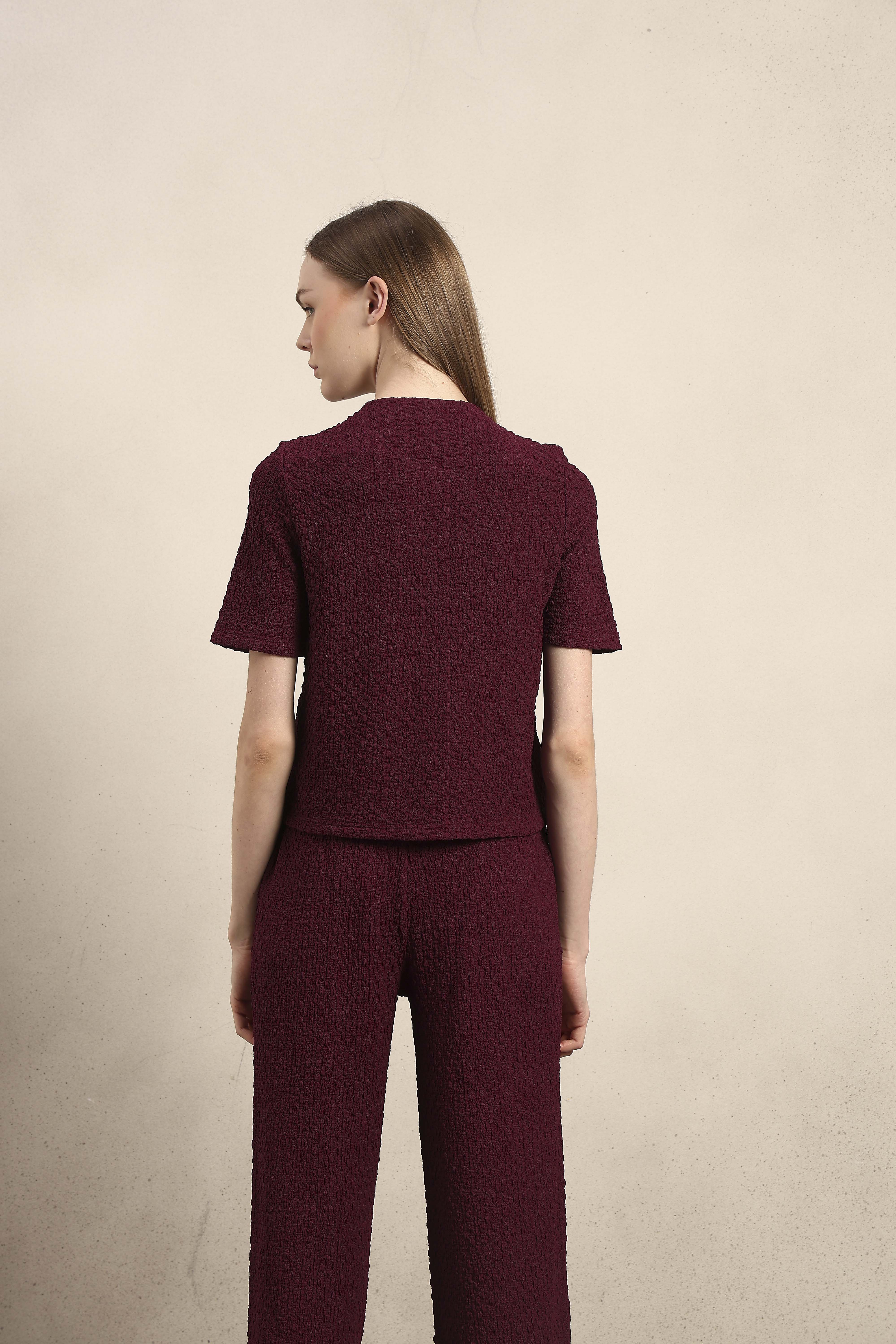 Golden Button Textured Knit Top