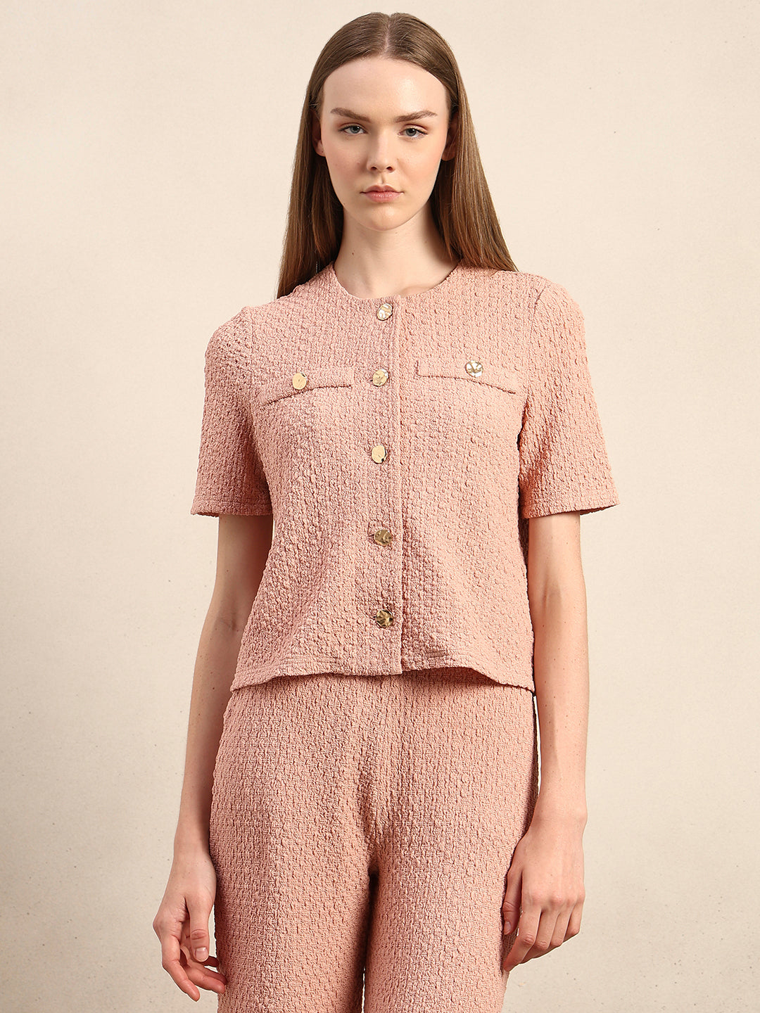 Tweed Buttoned Top