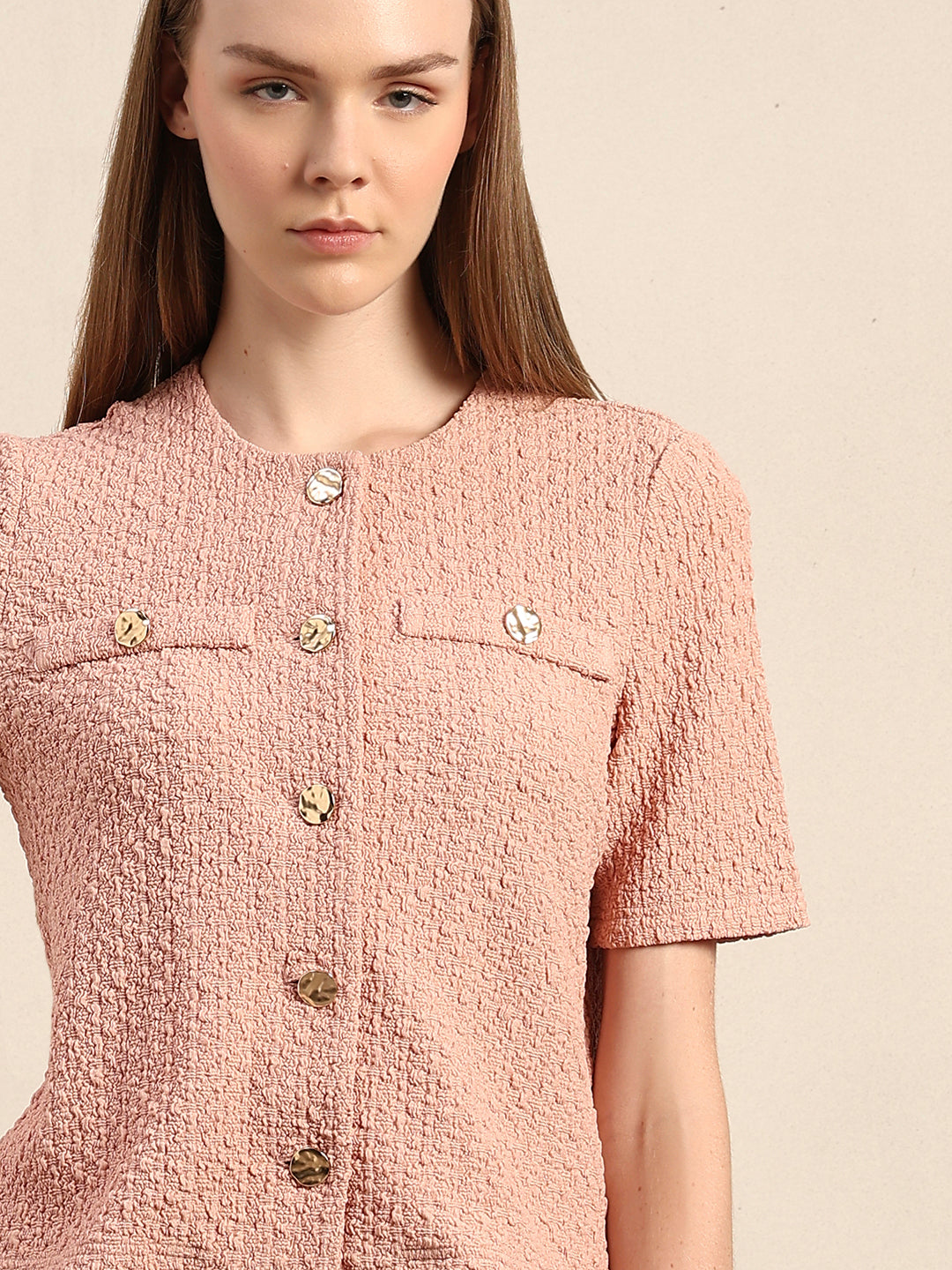 Tweed Buttoned Top