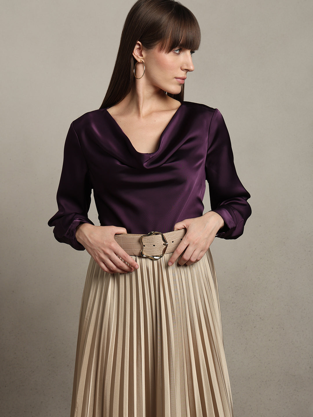 Deep Purple Cowl Neck Top