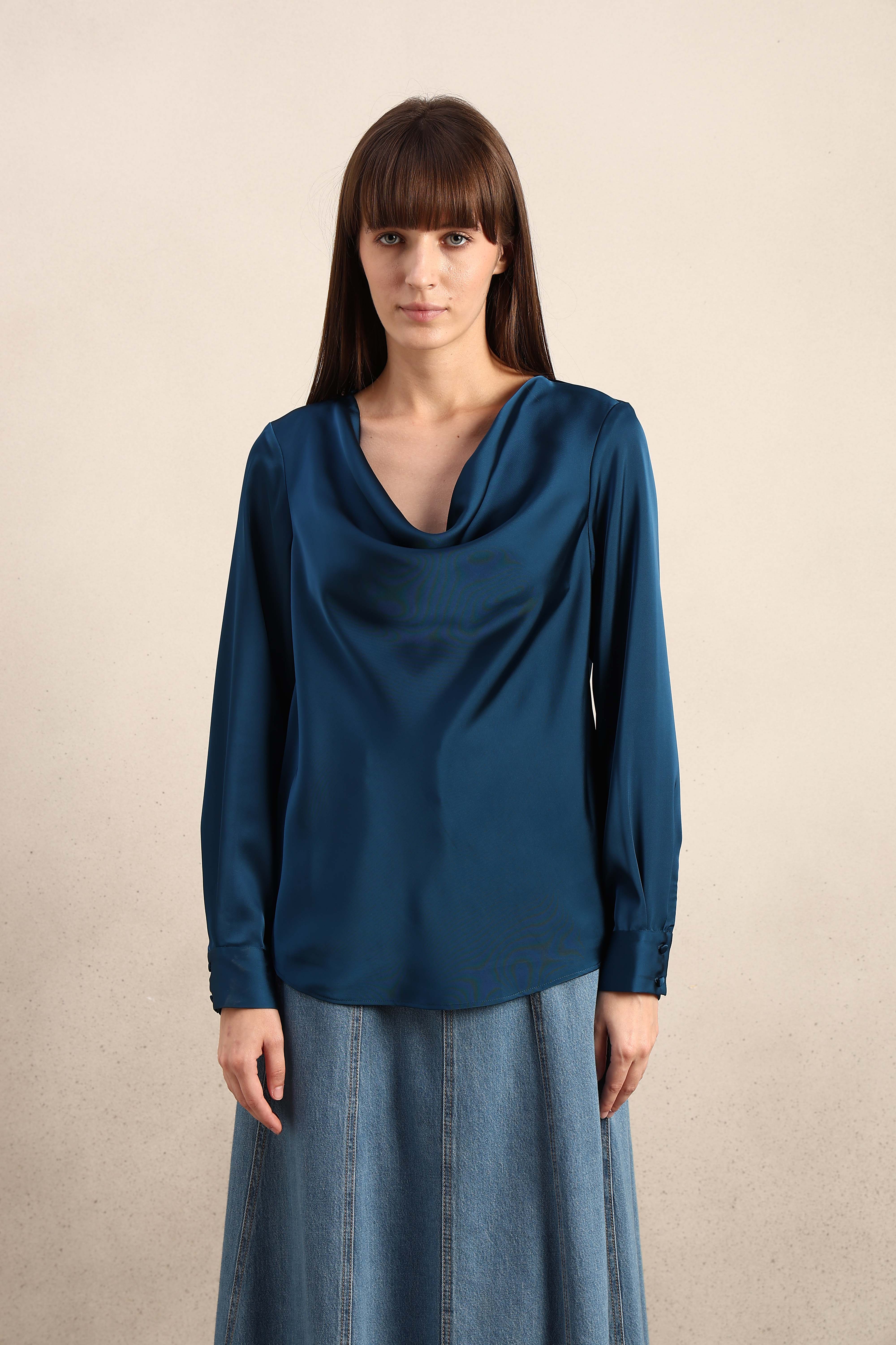 Cowl Neck Satin Top