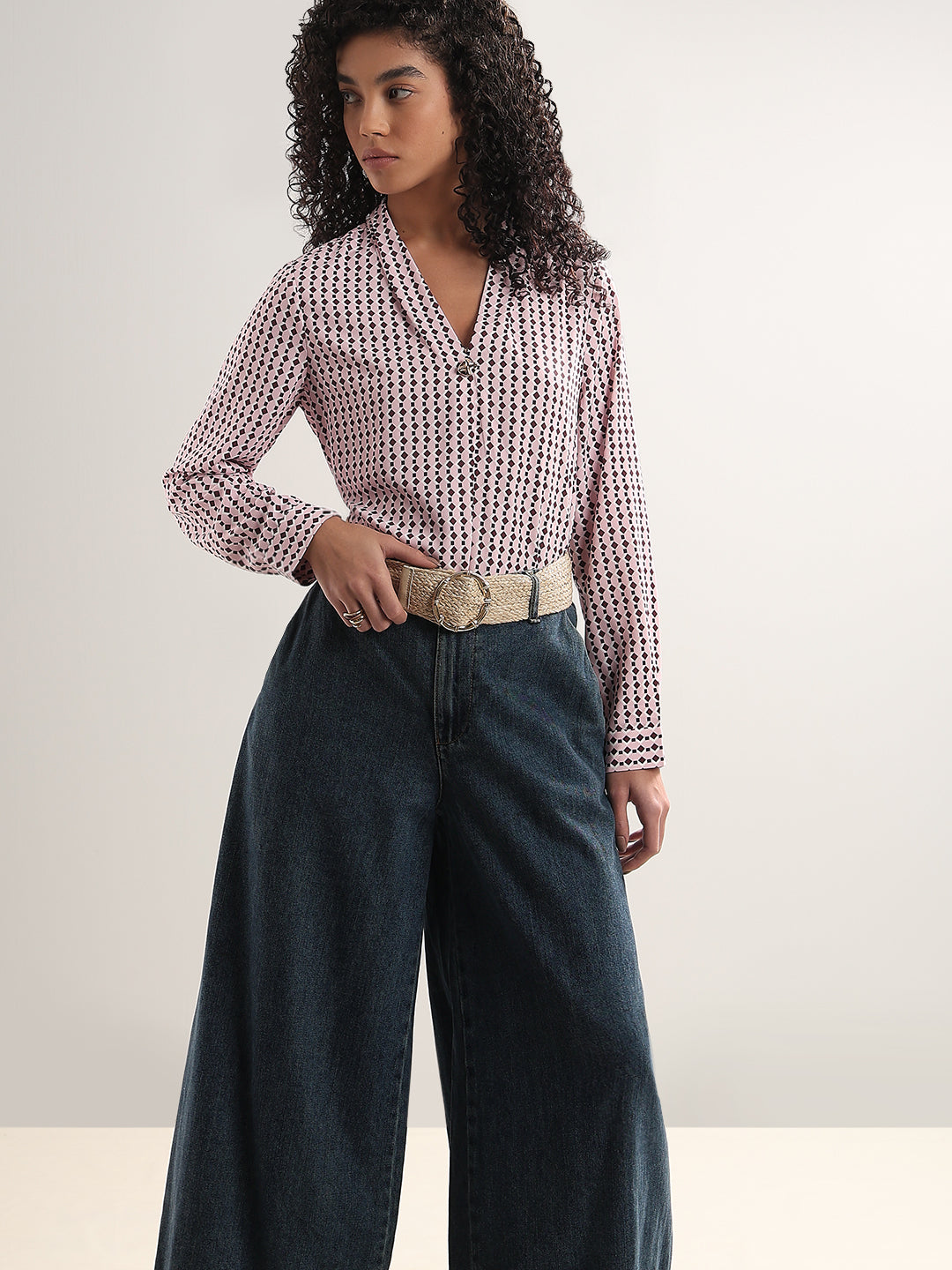 Printed V-Neck Top