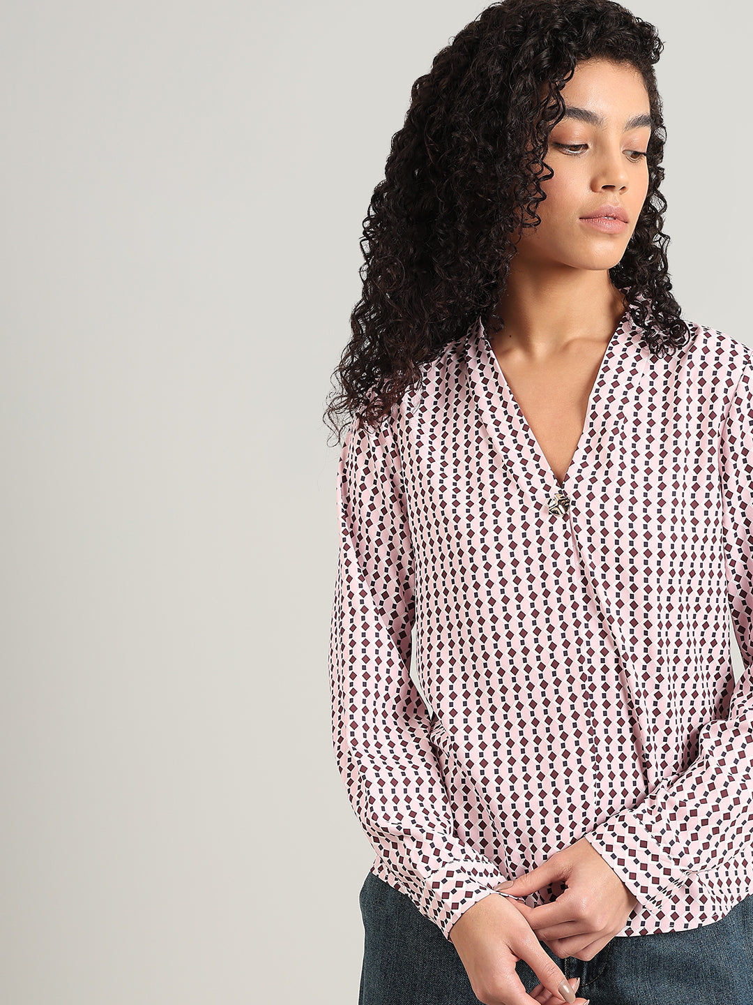 Printed V-Neck Top