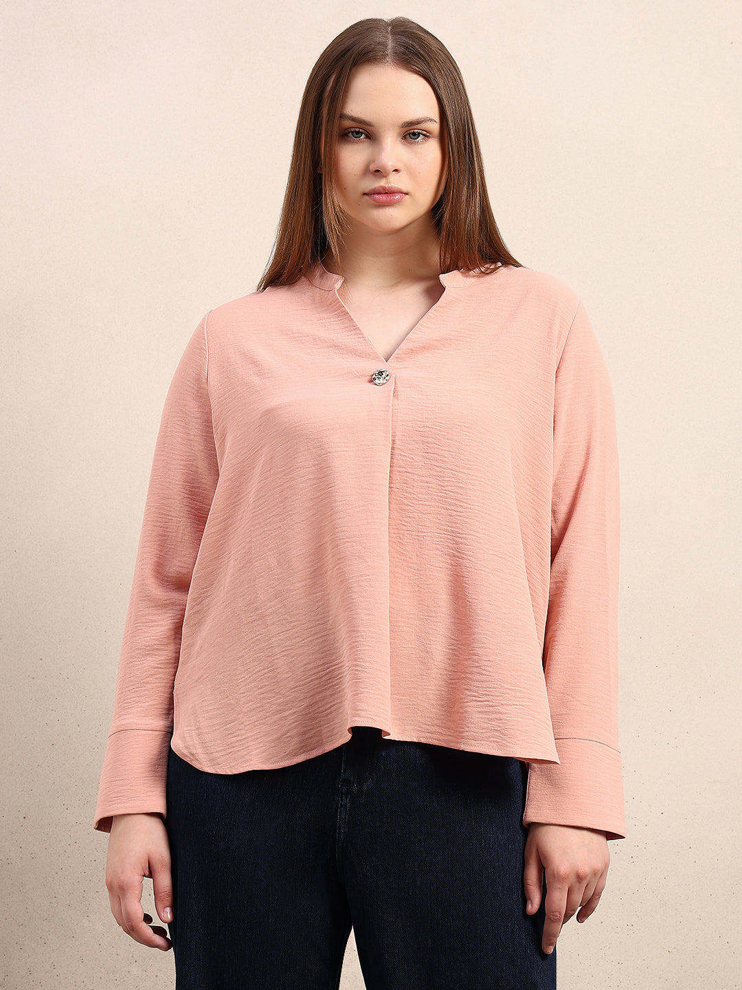 CURVE Pink V-Neck Top