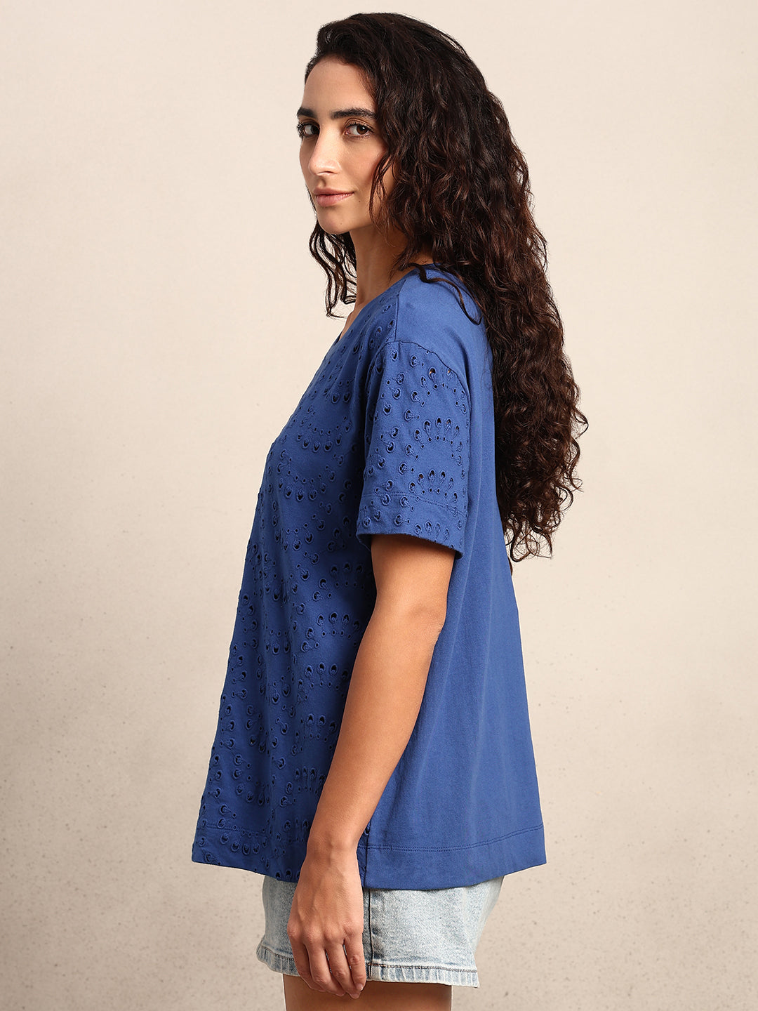 Schiffli Cotton T-shirt