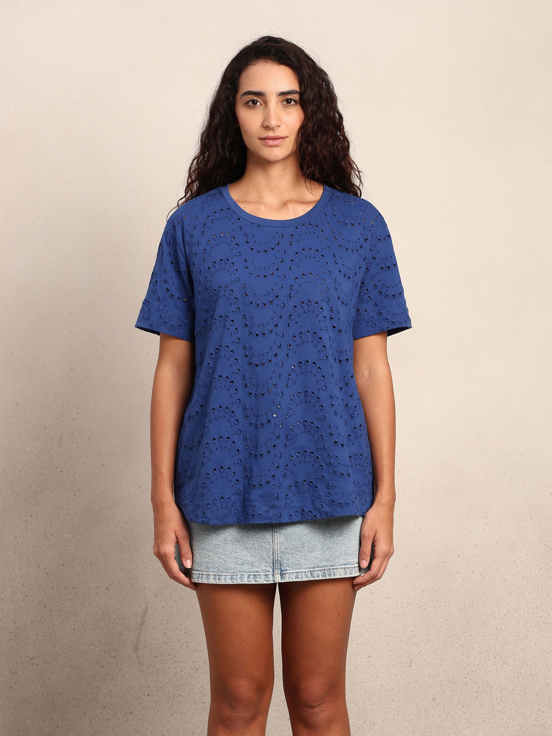 Schiffli Cotton T-shirt