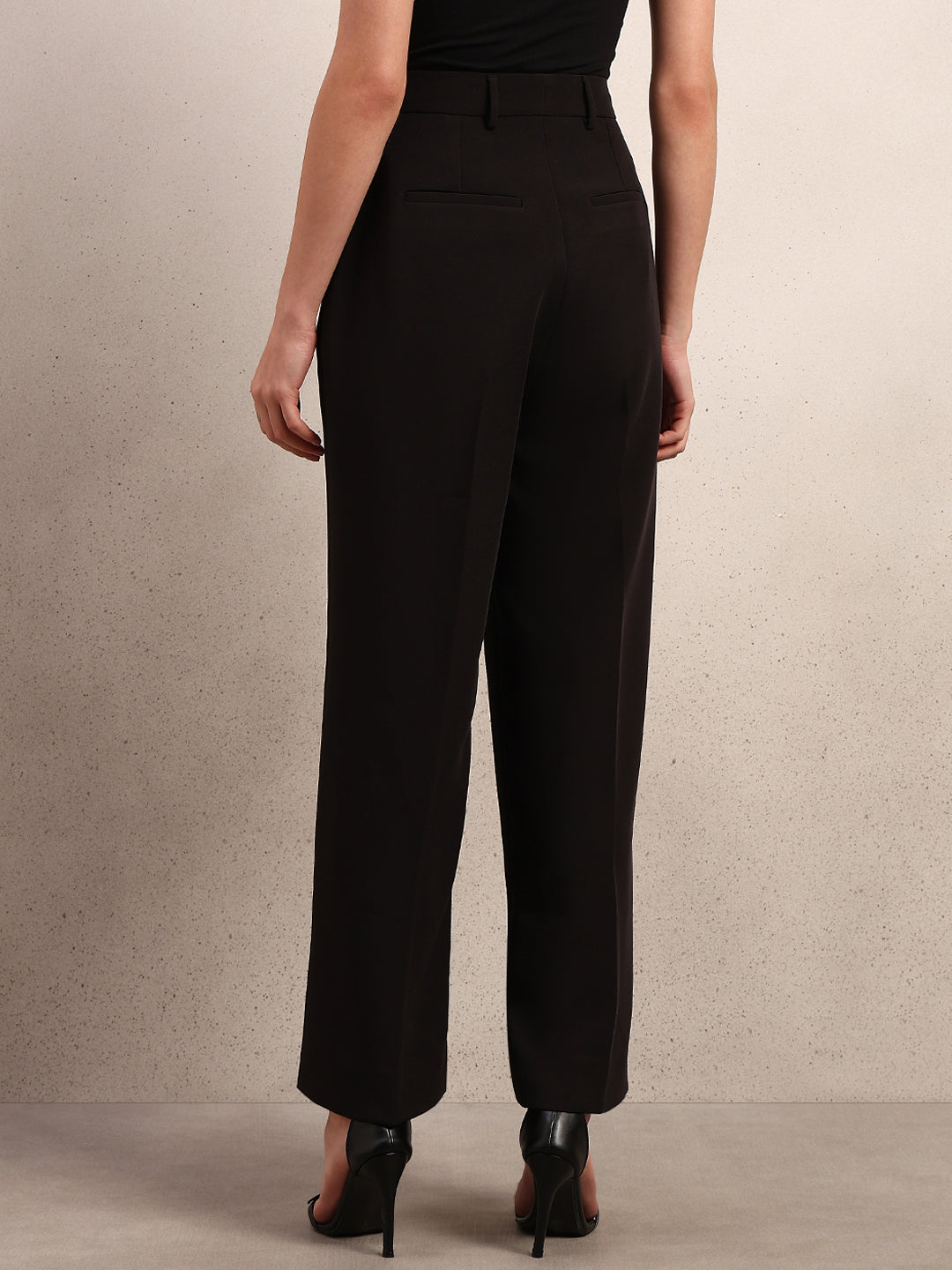 Black High Rise Tailored Pants